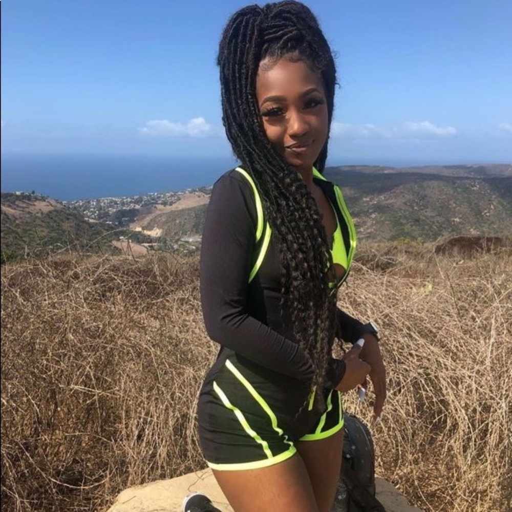 Color block shorts romper